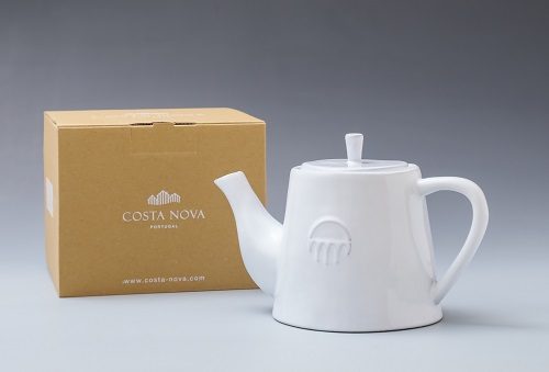 Bule branco em cerâmica AQUA Nova com a sua caixa